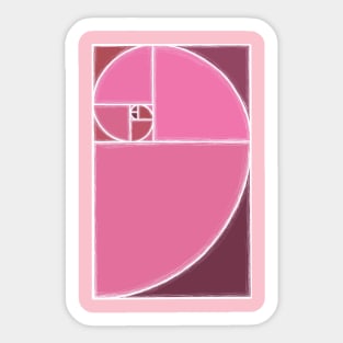 pink fibonacci spiral Sticker